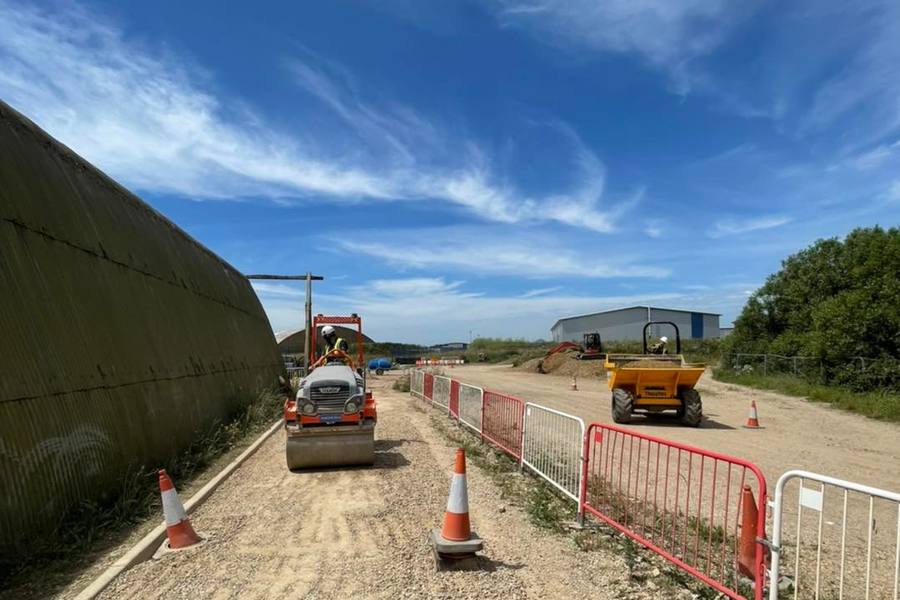 Coned carriageway during a NRSWA streetworks operation